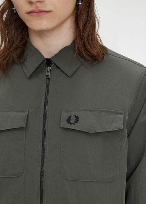Fred Perry Overshirt Giubbino Uomo zip overshirt Grigio scuro P24-FRED PERRYM5684-638-M - Francavilla Moda